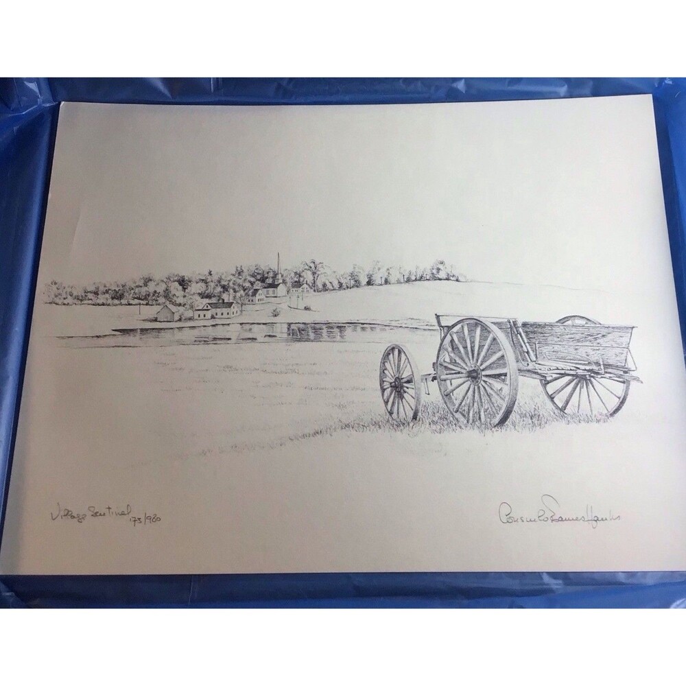 Signed Pencil Print By Consuelo Eames Hanks, Western, 11.5” X 14”